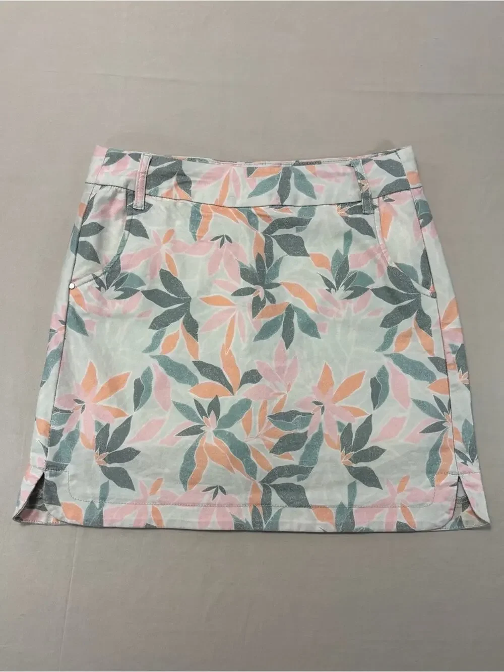Tribal Botanical Print Mini Skort in Mint, Pink & Peach Size 6